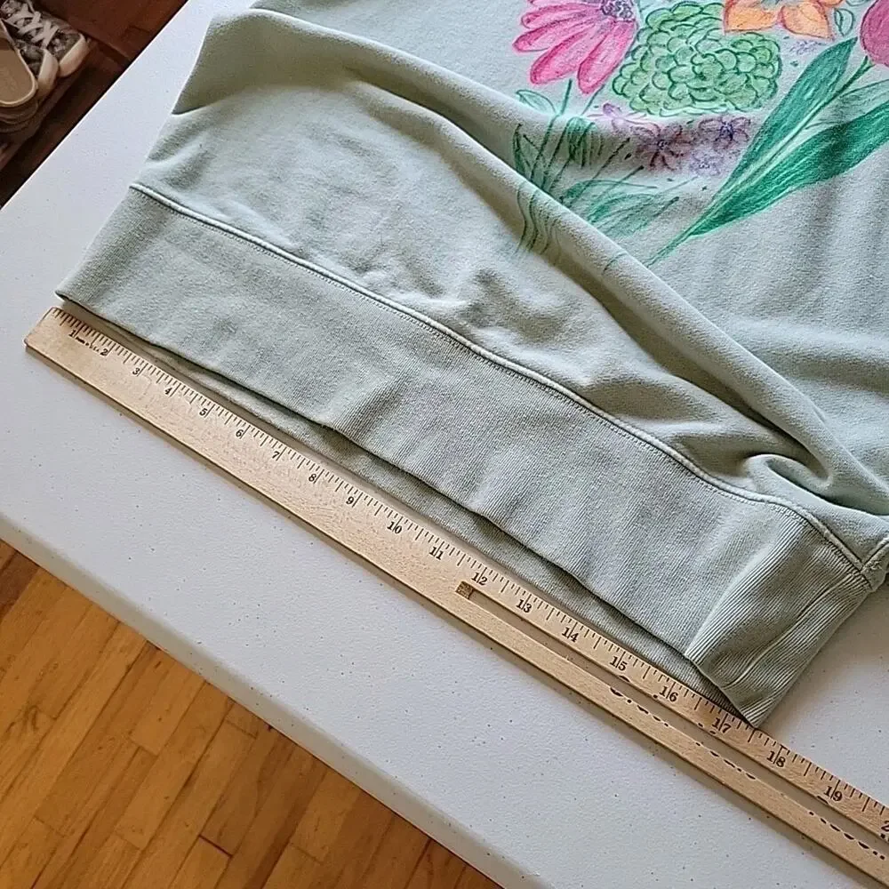 Gap Vintage Soft Fire Opal Wildflower Boquet Graphic‎ Print Pullover Sweatshirt